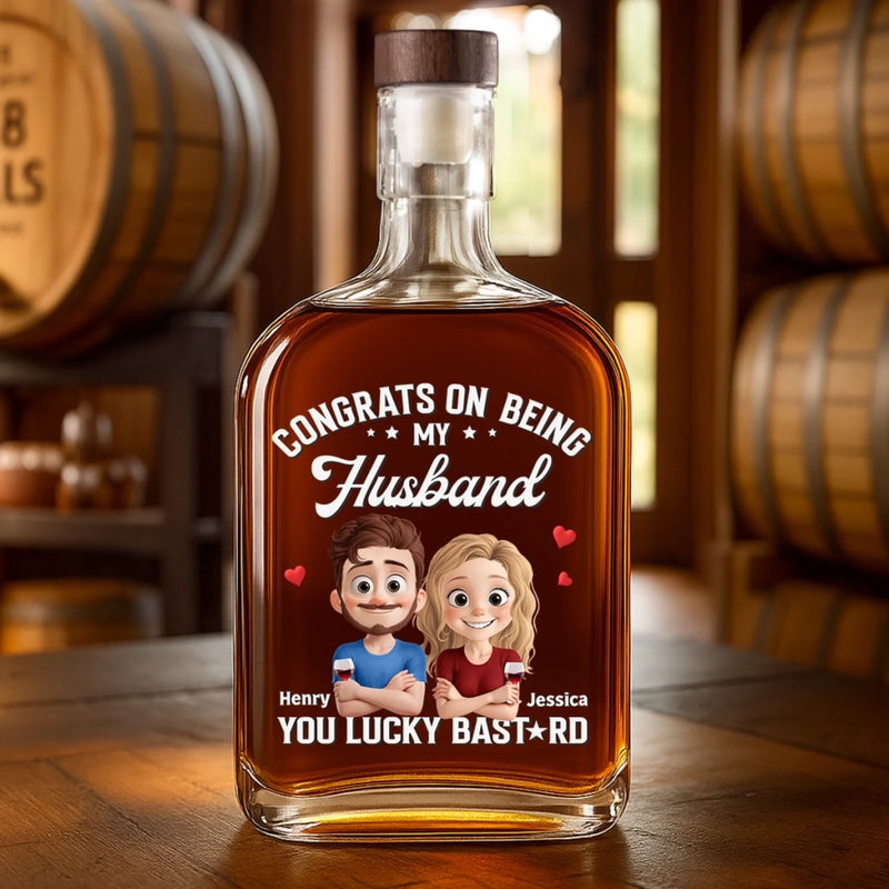 Love You More Each Day - Couple Personalized Custom Whiskey Bottle - Gift For Husband Wife, Anniversary