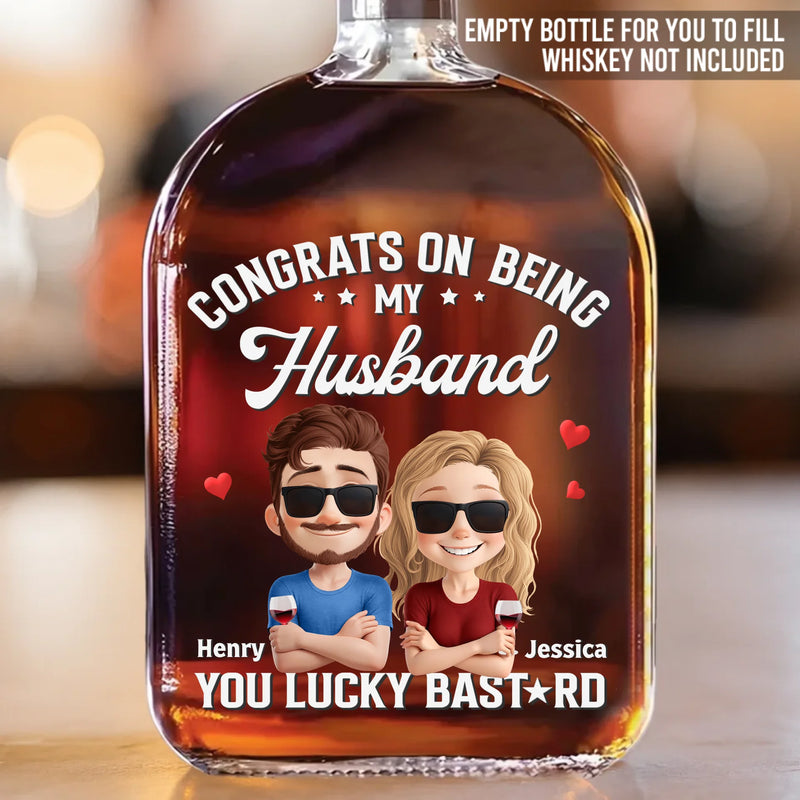 Love You More Each Day - Couple Personalized Custom Whiskey Bottle - Gift For Husband Wife, Anniversary