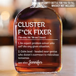 Fixing Disasters, One Cluster At A Time - Coworker Personalized Custom Whiskey Bottle - Gift For Coworkers, Work Friends, Colleagues