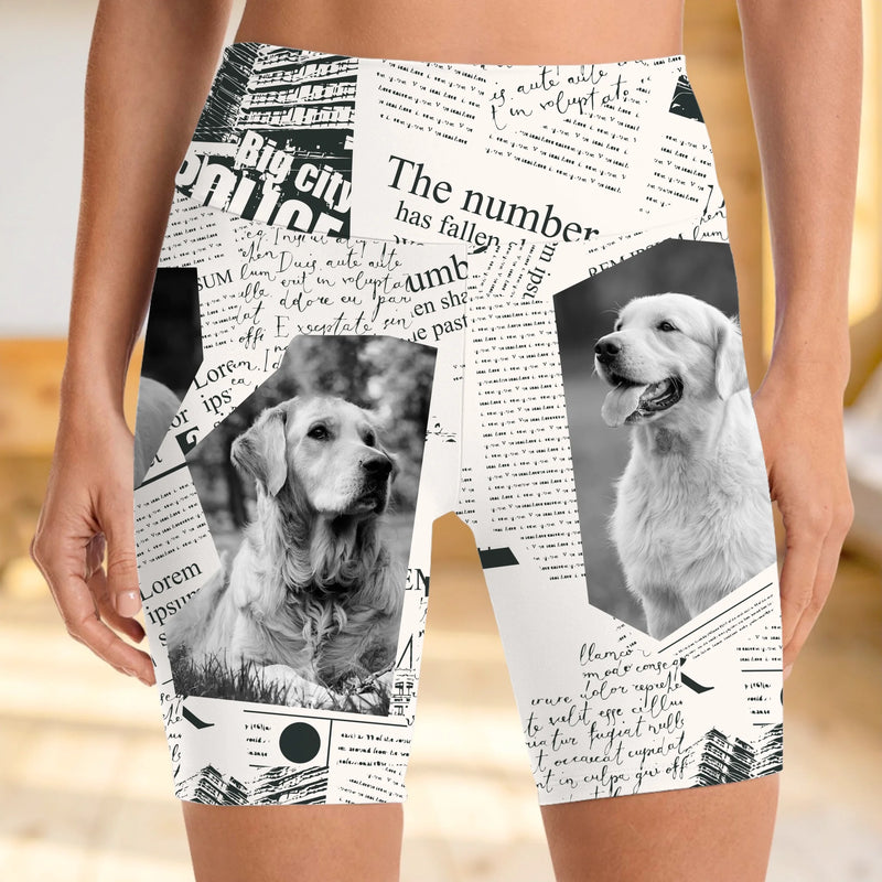 Custom Photo Fetch Vibes Only - Dog & Cat Personalized Custom Biker Leggings - Gifts For Pet Owners, Pet Lovers