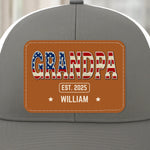 Papa Knows Best - Family Personalized Custom Leather Patch Mesh Cap - 4th Of July, Gift For Dad, Grandpa
