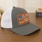 Papa Knows Best - Family Personalized Custom Leather Patch Mesh Cap - 4th Of July, Gift For Dad, Grandpa