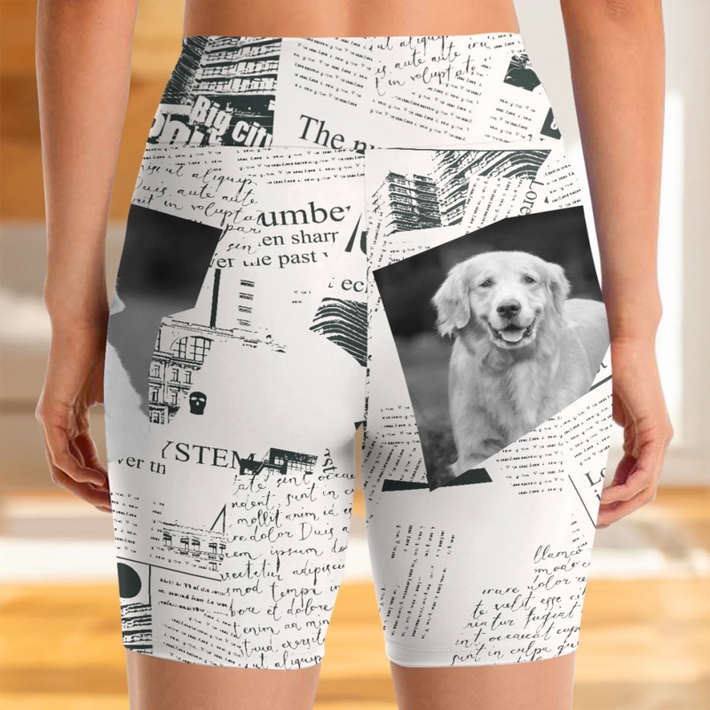 Custom Photo Fetch Vibes Only - Dog & Cat Personalized Custom Biker Leggings - Gifts For Pet Owners, Pet Lovers