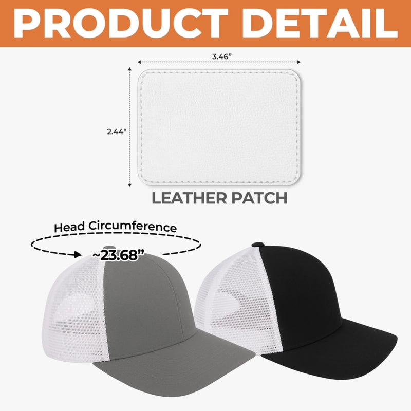 Papa & His Crew - Family Personalized Custom Leather Patch Mesh Cap - 4th Of July, Gift For Dad, Grandpa