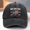 Dad Life Vibes - Family Personalized Custom Vintage Washed Denim Baseball Cap US - 4th Of July, Gift For Dad, Grandpa