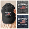 Dad Life Vibes - Family Personalized Custom Vintage Washed Denim Baseball Cap US - 4th Of July, Gift For Dad, Grandpa