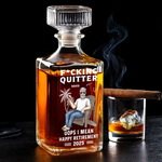 Outta Here And Loving It - Coworker Personalized Custom Glass Whiskey Bottle - Appreciation, Retirement Gift For Coworkers, Work Friends, Colleagues