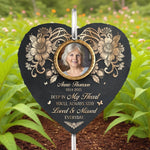 Custom Photo Always In My Heart - Memorial Personalized Memorial Garden Slate & Hook - Sympathy Gift For Family