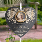 Custom Photo Always In My Heart - Memorial Personalized Memorial Garden Slate & Hook - Sympathy Gift For Family