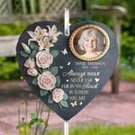 Custom Photo Gone But Not Forgotten - Memorial Personalized Memorial Garden Slate & Hook - Sympathy Gift For Family Members