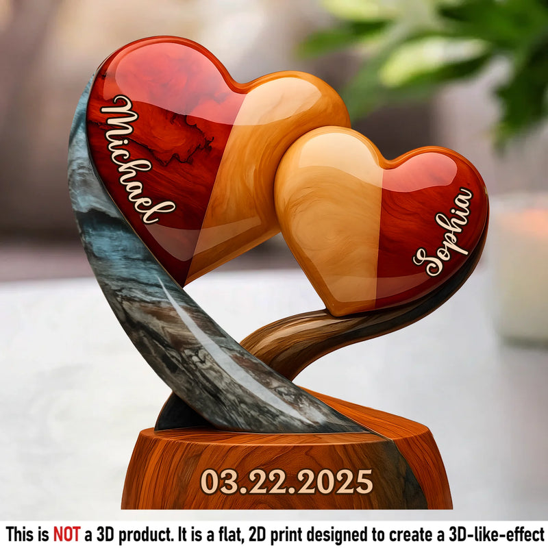 Our Hearts Beat As One - Couple Personalized Custom Acrylic Plaque Custom Shape - Gift For Husband Wife, Anniversary