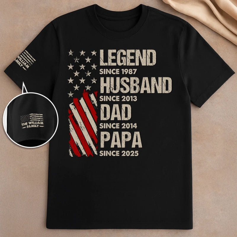 Life Of A True Man - Family Personalized Custom Unisex T-Shirt With Design On Sleeve - 4th Of July, Gift For Dad, Grandpa