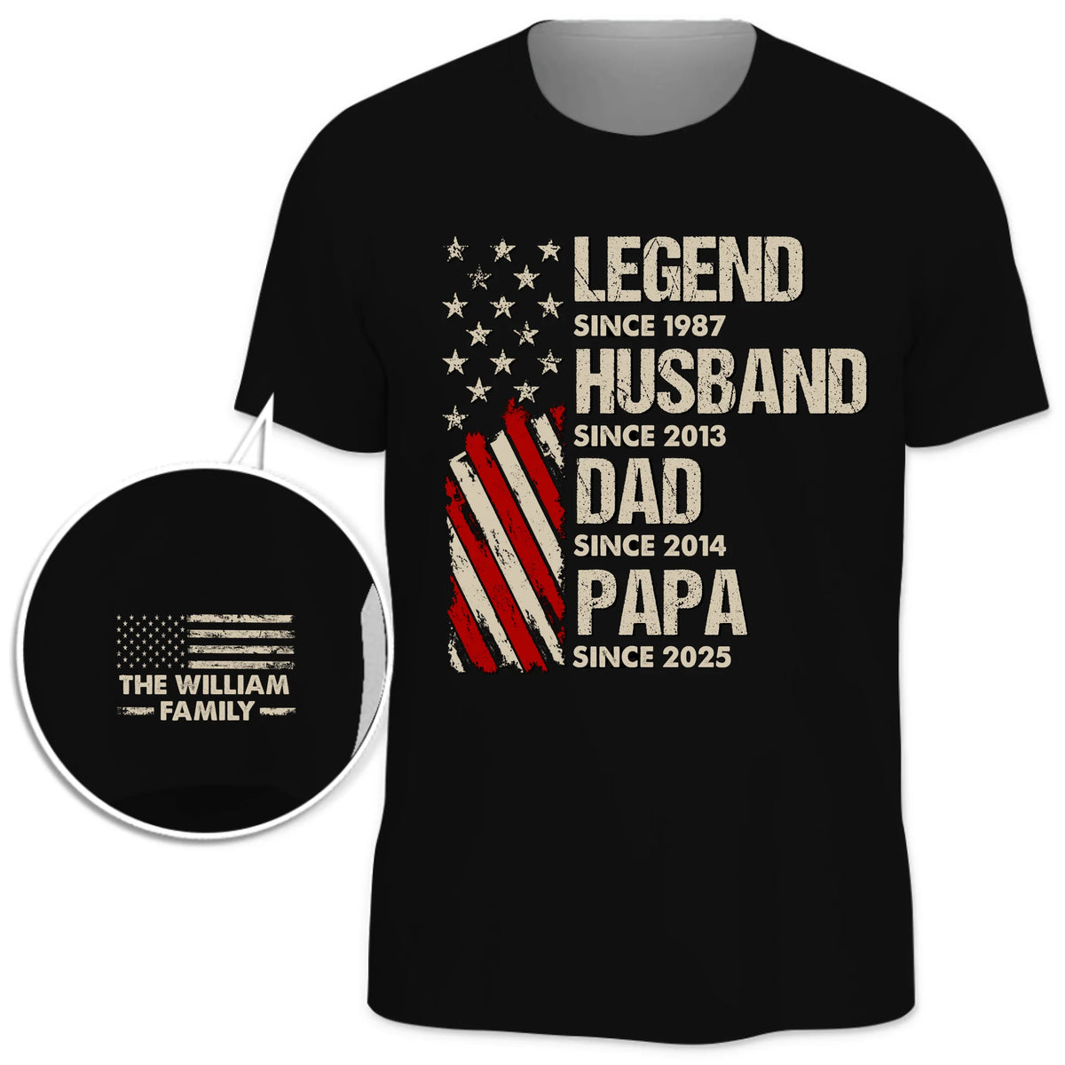 Life Of A True Man - Family Personalized Custom Unisex T-Shirt With Design On Sleeve - 4th Of July, Gift For Dad, Grandpa