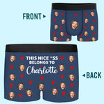 Custom Photo Reserved For My Babe Only - Couple Personalized Custom Boxer Briefs, Men's Boxers - Gift For Husband Wife, Anniversary