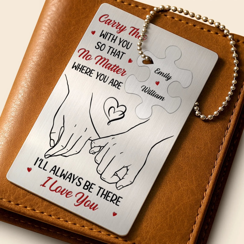Growing Stronger, Loving Deeper - Couple Personalized Custom Metal Wallet Card With Charm - Gift For Husband Wife, Anniversary