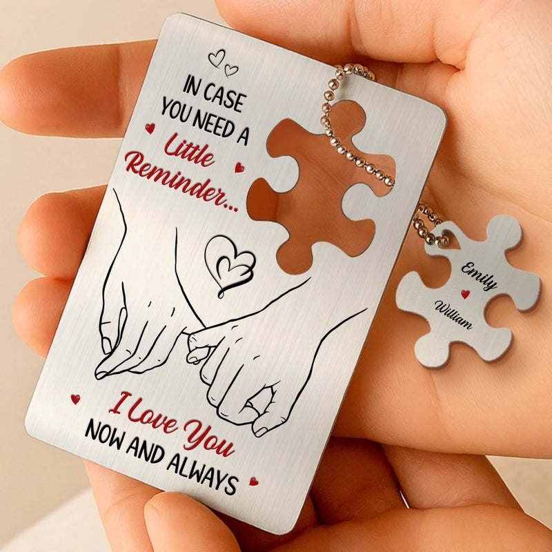Growing Stronger, Loving Deeper - Couple Personalized Custom Metal Wallet Card With Charm - Gift For Husband Wife, Anniversary