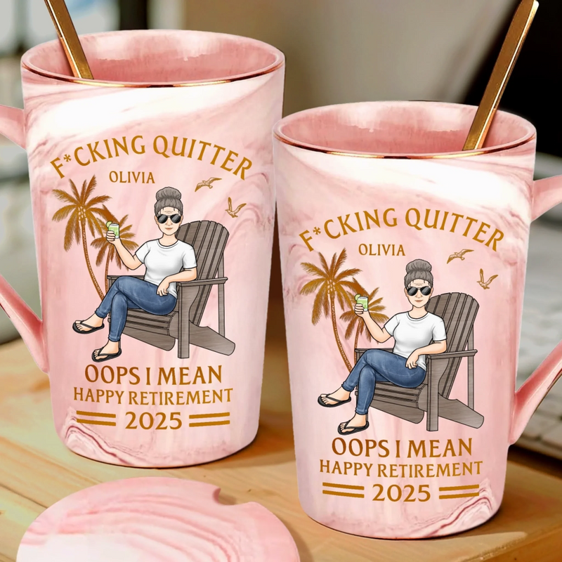 Retired And Now A Professional Napper - Coworker Personalized Custom 14oz Marble Mug - Appreciation, Retirement Gift For Coworkers, Work Friends, Colleagues