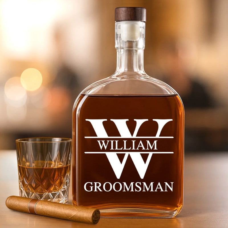 Cheers To The Best Man Crew - Couple Personalized Custom Whiskey Bottle - Gift For Husband Wife, Anniversary