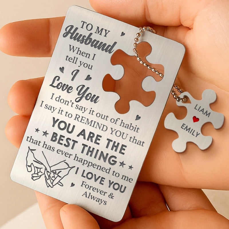 Home Is Wherever I’m With You - Couple Personalized Custom Metal Wallet Card With Charm - Gift For Husband Wife, Anniversary