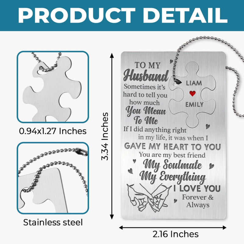 Home Is Wherever I’m With You - Couple Personalized Custom Metal Wallet Card With Charm - Gift For Husband Wife, Anniversary