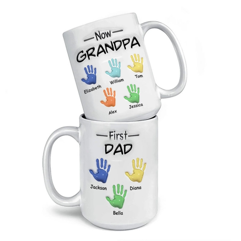 From Dad To Grandpa - Family Personalized Custom 3D Inflated Effect Printed Mug - Father's Day, Gift For Dad, Grandpa