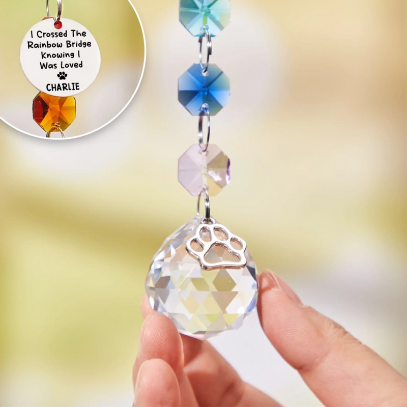 Forever In My Heart - Memorial Personalized Custom Rainbow Bridge Suncatcher - Sympathy Gift For Pet Owners, Pet Lovers