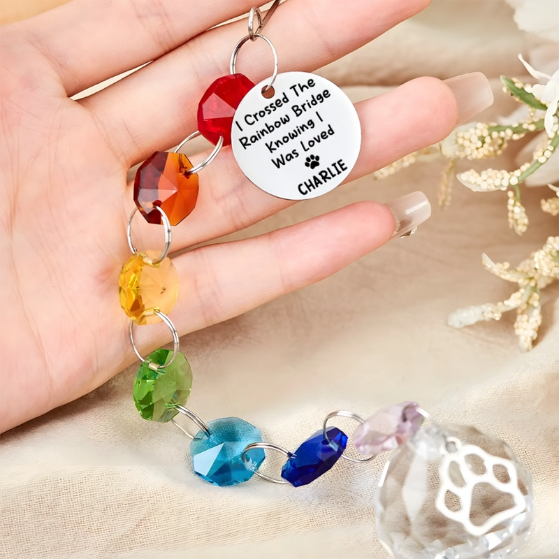 Forever In My Heart - Memorial Personalized Custom Rainbow Bridge Suncatcher - Sympathy Gift For Pet Owners, Pet Lovers