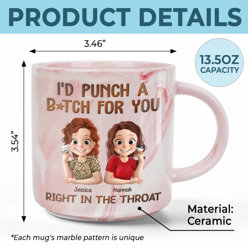Marble Mug - Personalized Best Friend Birthday Gifts For Women - Savage Besties Club, Gifts For Best Friend Woman, Sisters, BFF