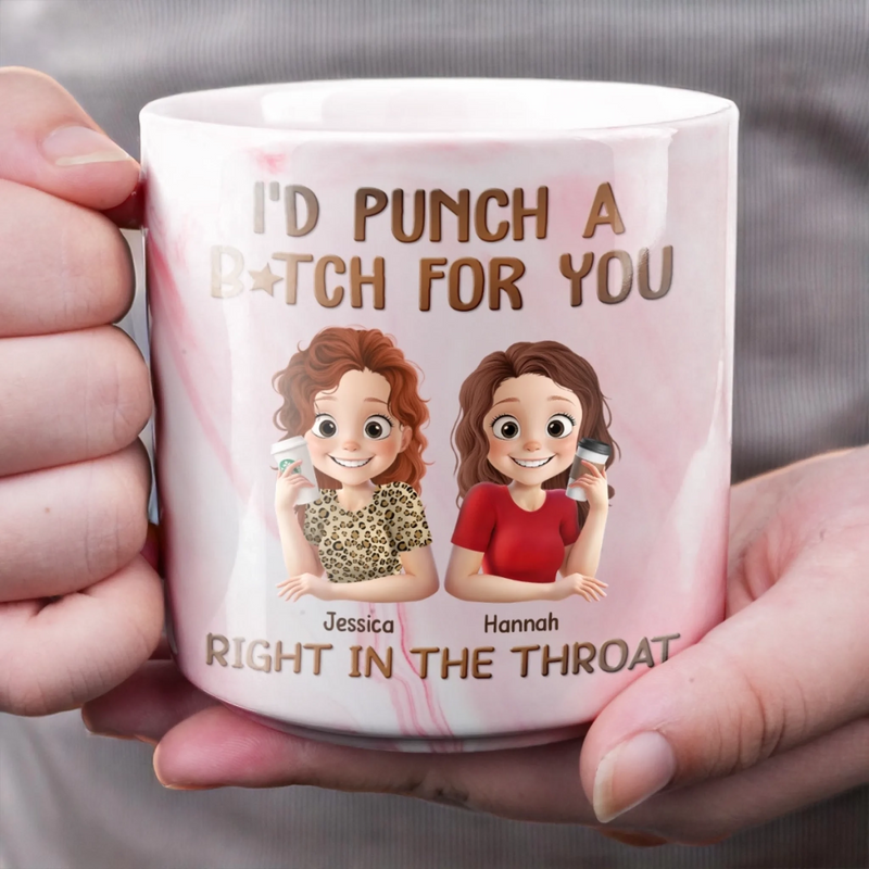 Marble Mug - Personalized Best Friend Birthday Gifts For Women - Savage Besties Club, Gifts For Best Friend Woman, Sisters, BFF