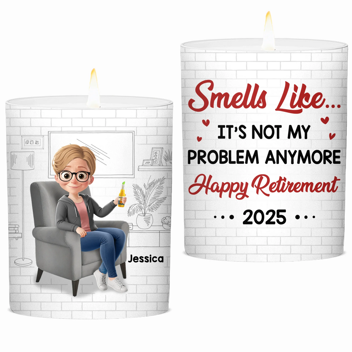 Custom Smokeless Scented Candle - Personalized Retirement Gifts For Women, Men - Off The Clock Life