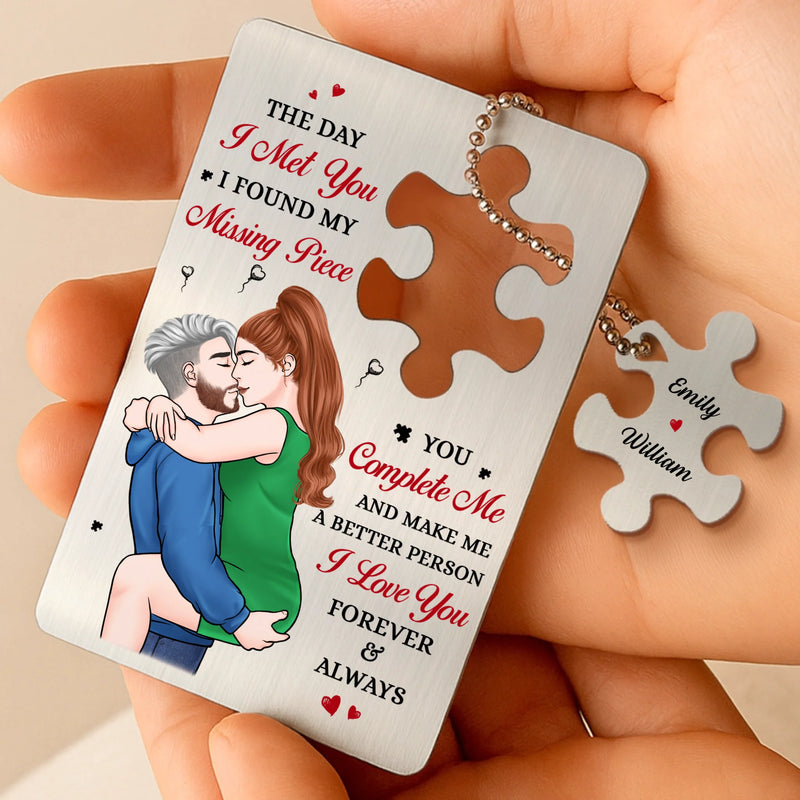 Metal Wallet Card With Charm - Personalized Anniversary Wedding Gifts For Husband And Wife, Him And Her - I Found My Missing Piece, Couple Birthday Gifts For Him And Her