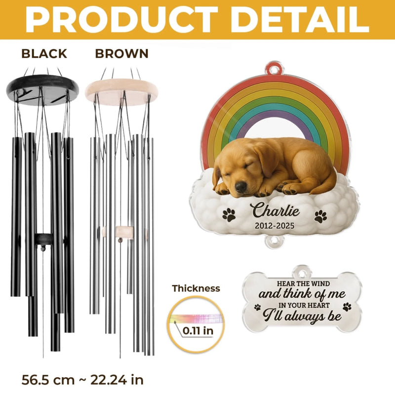 Custom Photo Wind Chime With Acrylic Charms - Personalized Pet Memorial Gifts For Dogs, Cats - Run Free, Sweet Friend