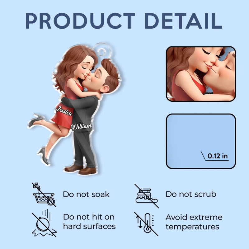 Custom Acrylic Car Ornament - Personalized Anniversary Wedding Gifts For Husband And Wife, Him And Her - Sealed With A Kiss
