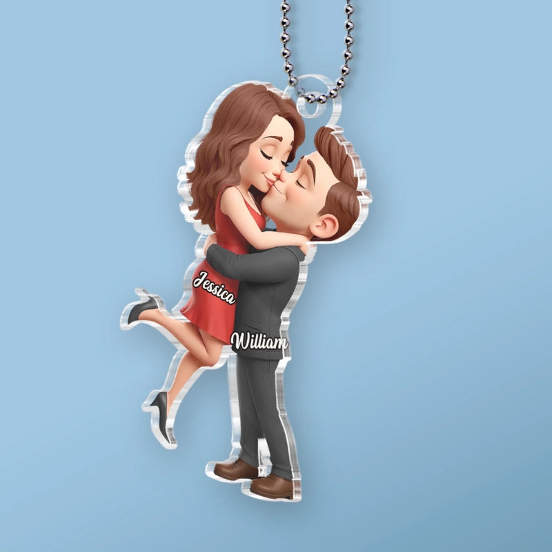 Custom Acrylic Car Ornament - Personalized Anniversary Wedding Gifts For Husband And Wife, Him And Her - Sealed With A Kiss