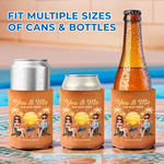 Custom Leather Can Cooler - Personalized Anniversary Wedding Gifts For Husband, Wife, Couple - Drinking Buddies For Life