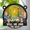Custom Window Hanging Suncatcher Ornament - Personalized Anniversary Wedding Gifts For Husband And Wife, Dog Dad And Mom - You, Me And The Dog