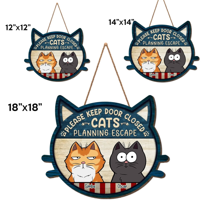 Custom Home Decor Wood Sign - Personalized Birthday Gifts For Cat Lovers, Cat Mom And Dad - Please Keep Door Closed