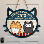 Custom Home Decor Wood Sign - Personalized Birthday Gifts For Cat Lovers, Cat Mom And Dad - Please Keep Door Closed