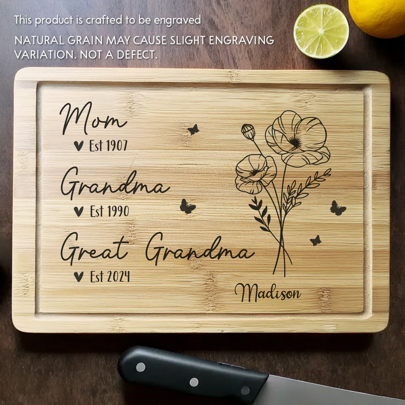 From Mom To Grandma, A Journey Of Love - Family Personalized Custom Engraved Wooden Cutting Board - Mother's Day, Gift For Mom, Grandma