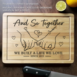 Whisking Through Life Together - Couple Personalized Custom Engraved Wooden Cutting Board - Gift For Couple, Husband, Wife