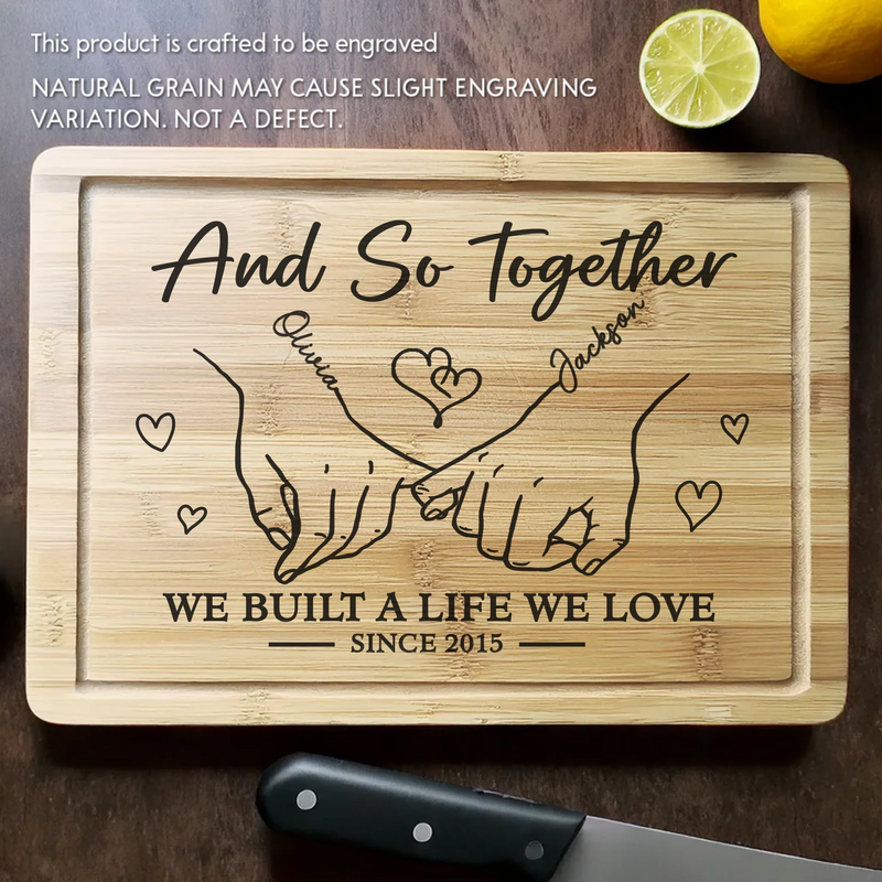 Whisking Through Life Together - Couple Personalized Custom Engraved Wooden Cutting Board - Gift For Husband Wife, Anniversary
