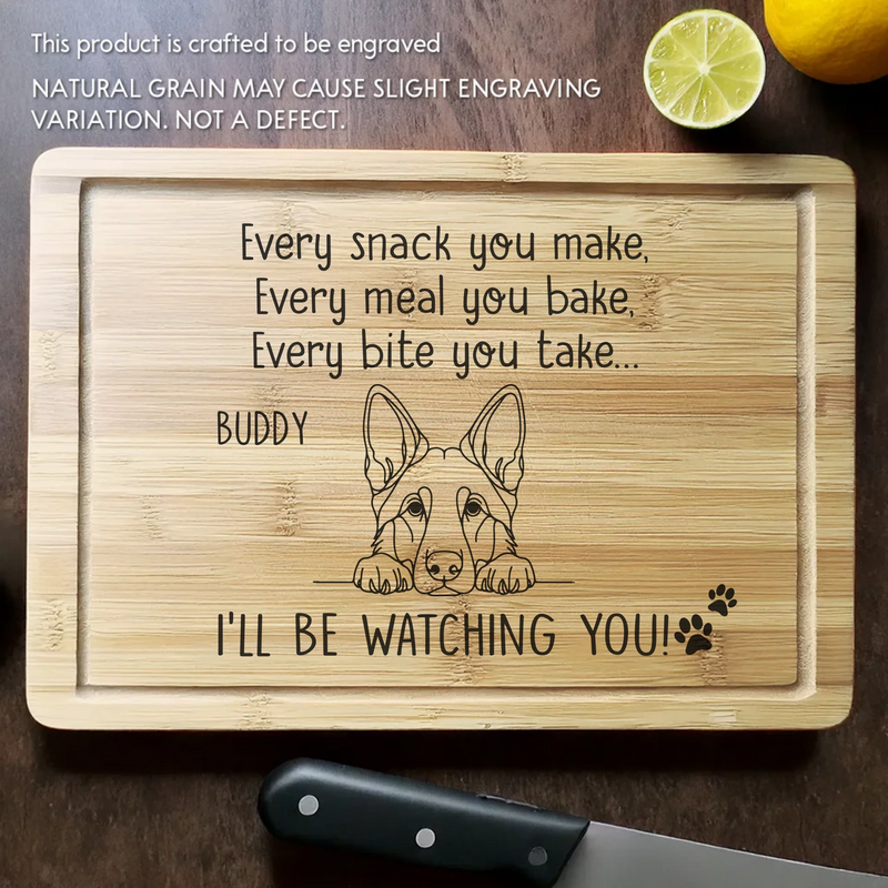 Love In Every Snack, Watch In Every Bite - Dog Personalized Custom Engraved Wooden Cutting Board - Gift For Pet Owners, Pet Lovers