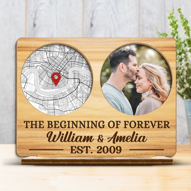 Custom Photo 2-Layered Wooden Plaque - Personalized Anniversary Wedding Gifts For Husband And Wife, Him And Her - Where It All Began