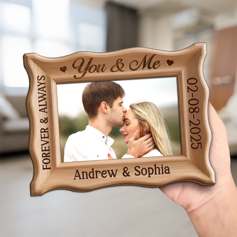 Custom Photo 2-Layered Wooden Plaque - Personalized Anniversary Wedding Gifts For Husband And Wife, Him And Her - You And Me