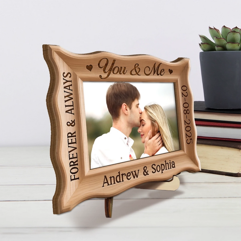Custom Photo 2-Layered Wooden Plaque - Personalized Anniversary Wedding Gifts For Husband And Wife, Him And Her - You And Me