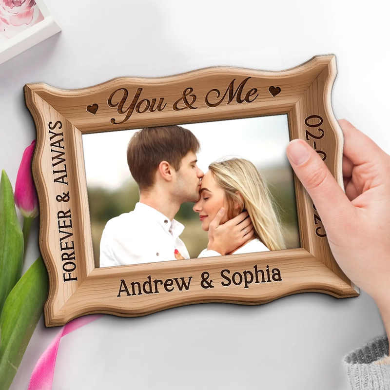 Custom Photo 2-Layered Wooden Plaque - Personalized Anniversary Wedding Gifts For Husband And Wife, Him And Her - You And Me