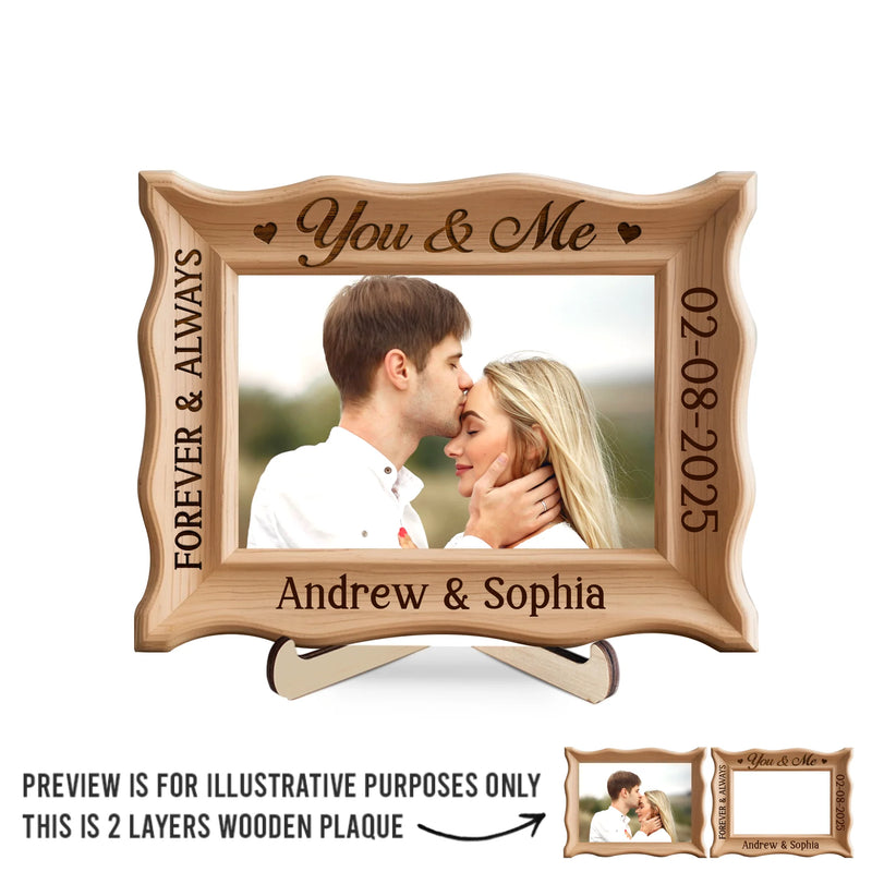 Custom Photo 2-Layered Wooden Plaque - Personalized Anniversary Wedding Gifts For Husband And Wife, Him And Her - You And Me