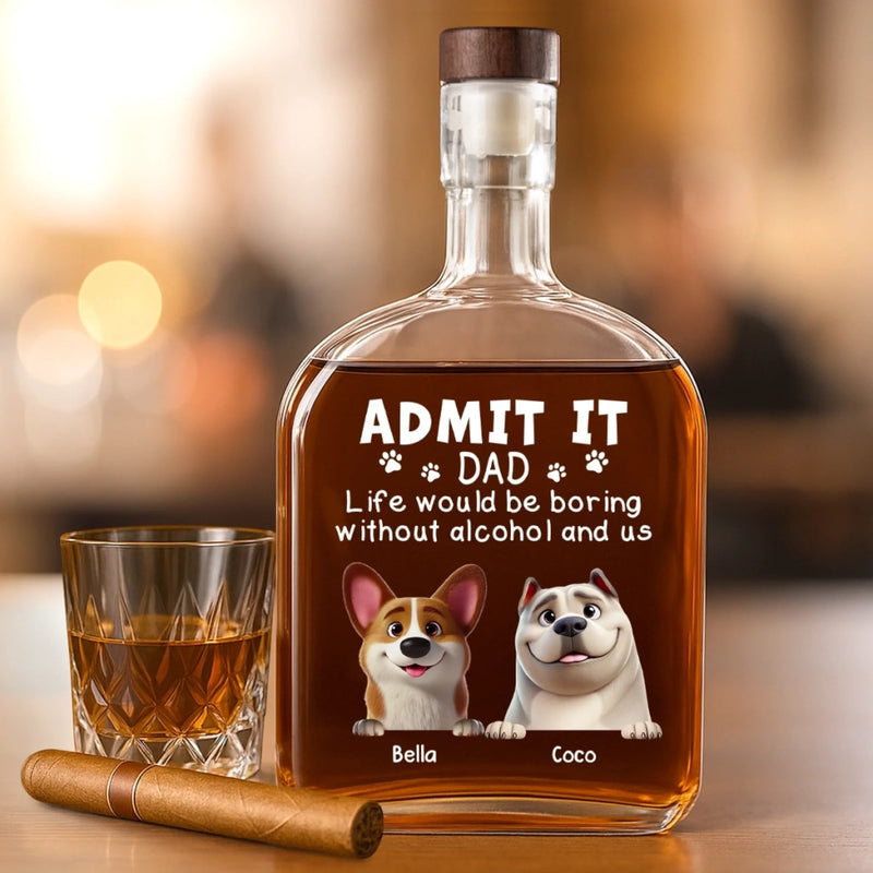 Custom Whiskey Bottle - Personalized Birthday Gifts For Dog Lovers, Dog Dad And Mom - More Wag, Less Drag, More Dad