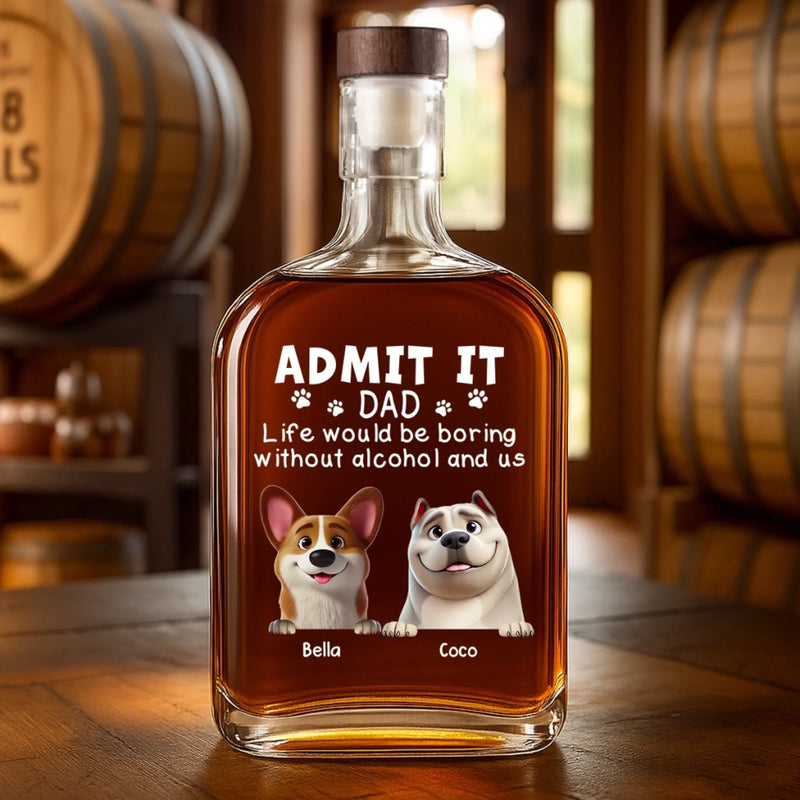 Custom Whiskey Bottle - Personalized Birthday Gifts For Dog Lovers, Dog Dad And Mom - More Wag, Less Drag, More Dad