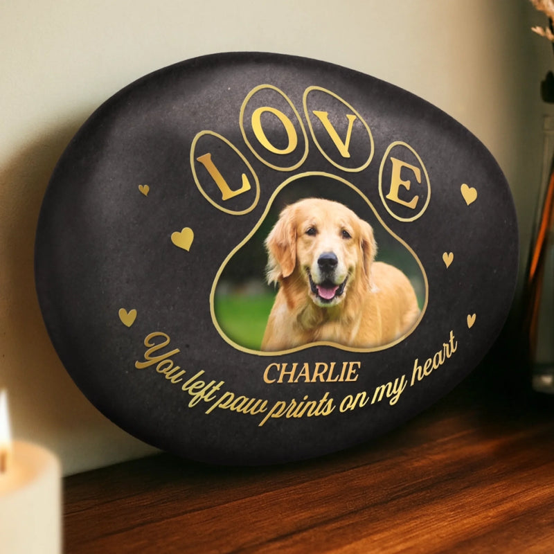 Custom Photo Printed Rock - Personalized Pet Memorial Gifts For Dogs, Cats - Forever In Our Hearts